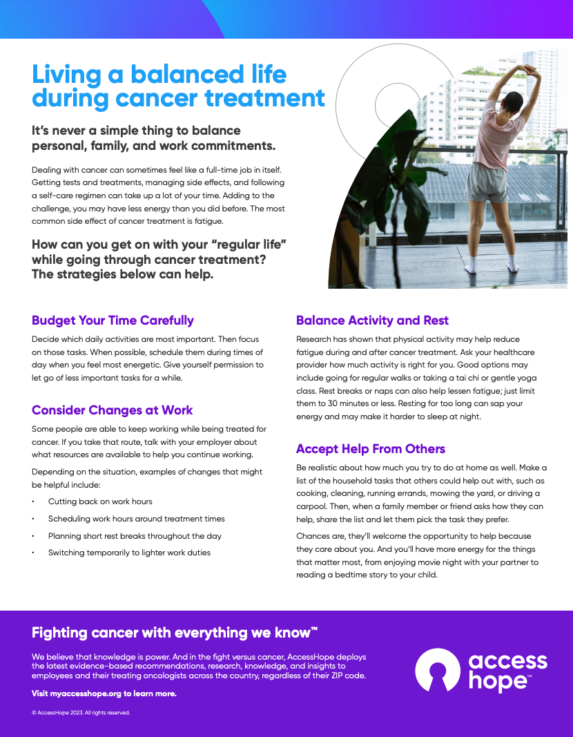 living a balanced life during cancer treatment